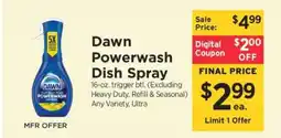 ShopRite Dawn Powerwash Dish Spray offer