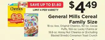 ShopRite General Mills Cereal Family Size offer