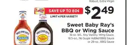 ShopRite Sweet Baby Ray's BBQ or Wing Sauce offer