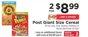 ShopRite Post Giant Size Cereal offer