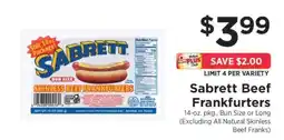 ShopRite Sabrett Beef Frankfurters offer
