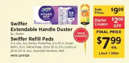 ShopRite Swiffer Extendable Handle Duster / Swiffer Refill Pads offer