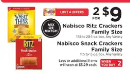 ShopRite Nabisco Ritz Crackers Family Size offer
