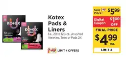ShopRite Kotex Pads & Liners offer