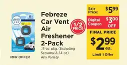 ShopRite Febreze Car Vent Air Freshener 2-Pack offer