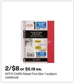 CVS Mead Five Star 1 subject notebook offer