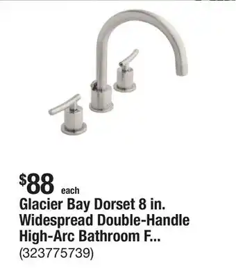 The Home Depot Glacier Bay Dorset 8 in. Widespread Double-Handle High-Arc Bathroom Faucet in Brushed Nickel offer