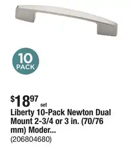 The Home Depot Liberty 10-Pack Newton Dual Mount 2-3/4 or 3 in. (70/76 mm) Modern Satin Nickel Cabinet Drawer Pulls offer