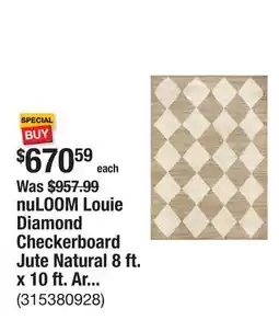 The Home Depot nuLOOM Louie Diamond Checkerboard Jute Natural 8 ft. x 10 ft. Area Rug offer