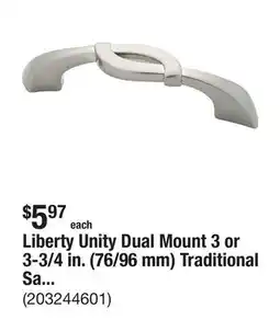The Home Depot Liberty Unity Dual Mount 3 or 3-3/4 in. (76/96 mm) Traditional Satin Nickel Bar Cabinet Pull offer