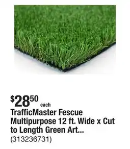The Home Depot TrafficMaster Fescue Multipurpose 12 ft. Wide x Cut to Length Green Artificial Grass Turf offer