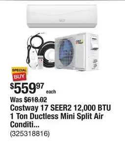 The Home Depot Costway 17 SEER2 12,000 BTU 1 Ton Ductless Mini Split Air Conditioner with Heat Pump 208/230V offer
