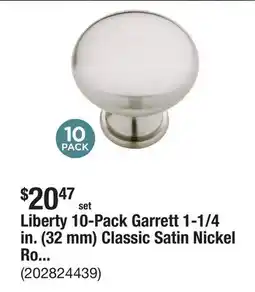 The Home Depot Liberty 10-Pack Garrett 1-1/4 in. (32 mm) Classic Satin Nickel Round Cabinet Knobs offer
