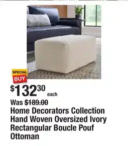 The Home Depot Home Decorators Collection Hand Woven Oversized Ivory Rectangular Boucle Pouf Ottoman offer