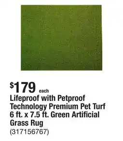 The Home Depot Lifeproof with Petproof Technology Premium Pet Turf 6 ft. x 7.5 ft. Green Artificial Grass Rug offer