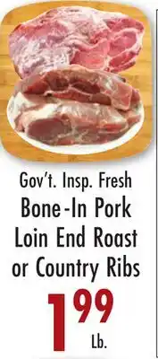 Garden Fresh Market Gov't. Insp. Fresh Bone-In Pork Loin End Roast or Country Ribs offer