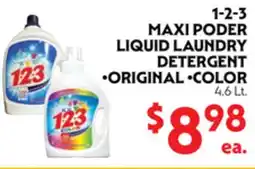 La Chiquita Food Market 1-2-3 MAXI PODER LIQUID LAUNDRY DETERGENT offer