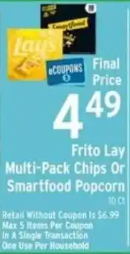 Brookshire's Frito Lay Multi-Pack Chips Or Smartfood Popcorn offer