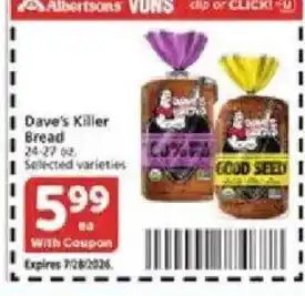 Vons Dave's Killer Bread offer