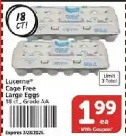 Vons Lucerne cage free large eggs offer
