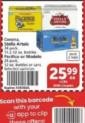 Vons Corona, Stella Artois or Modelo offer