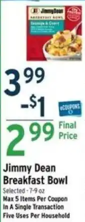 Brookshire's Jimmy Dean Breakfast Bowl offer