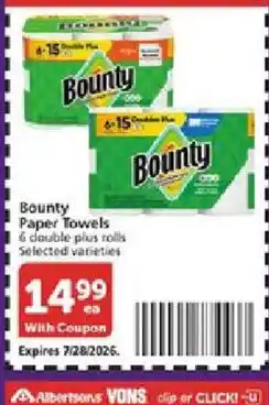 Vons Bounty paper towels offer