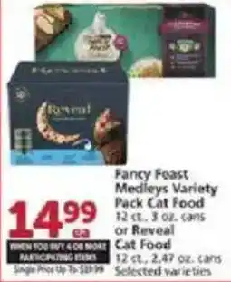 Vons Fancy Feast Medleys Variety Pack Cat Food or Reveal Cat Food offer