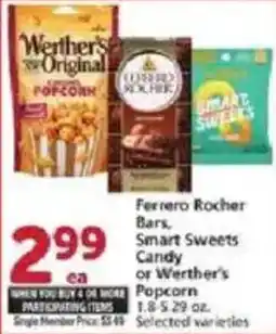 Vons Ferrero Rocher Bars, Smart Sweets Candy or Werther's Popcorn offer