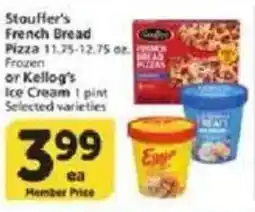 Vons Stauffer's French Bread Pizza or Kellogg's Ice Cream offer