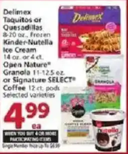 Vons Delimex Taquitos or Quesadillas or Kinder-Nutella Ice Cream offer