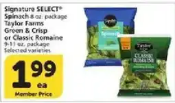 Vons Signature Select Spinach or Classic Romaine offer