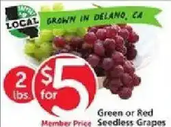Vons Green or Red Seedless Grapes offer