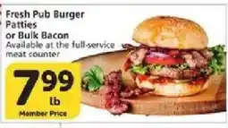 Vons Fresh Pub Burger Patties or Bulk Bacon offer
