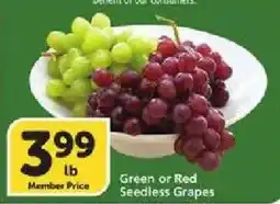Vons Green or Red Seedless Grapes offer