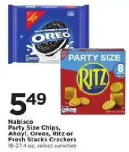 Cub Foods Nabisco Party Size Chips, Ahoy!, Oreo, Ritz or Fresh Stacks Crackers offer