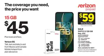 Verizon prepaid MOTO G 128 GB
