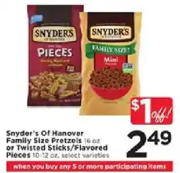Cub Foods Snyder's Of Hanover Family Size Pretzels or Twisted Sticks/Flavored Pieces offer