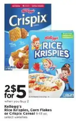 Cub Foods Kellogg's Rice Krispies, Corn Flakes or Crispix Cereal offer