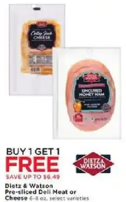 Cub Foods Dietz & Watson Pre-sliced Deli Meat or Cheese offer