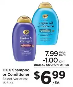 Kroger Ogx shampoo or conditioner offer