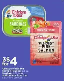 Cub Foods Chicken of the Sea Salmon Pouches or Solid White Tuna Can offer