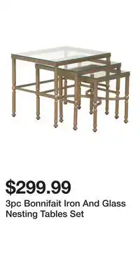 TJ Maxx 3pc Bonnifait Iron And Glass Nesting Tables Set offer