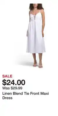 TJ Maxx Linen Blend Tie Front Maxi Dress offer