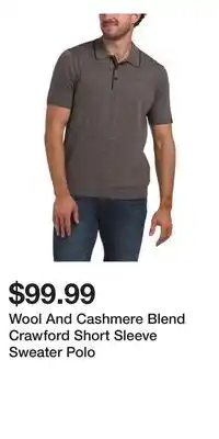 TJ Maxx Wool And Cashmere Blend Crawford Short Sleeve Sweater Polo offer