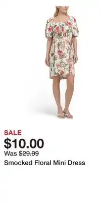 TJ Maxx Smocked Floral Mini Dress offer