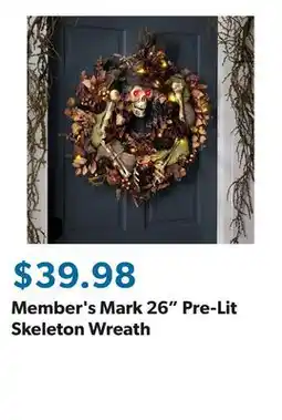 Sam's Club Member's Mark 26 Pre-Lit Skeleton Wreath offer