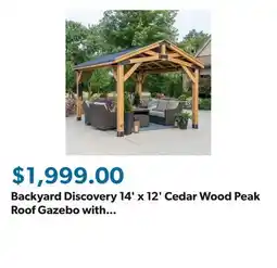 Sam's Club Backyard Discovery 14' x 12' Cedar Wood Peak Roof Gazebo with PowerPort offer