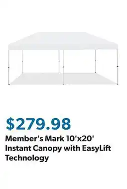 Sam's Club Member's Mark 10'x20' Instant Canopy with EasyLift Technology offer