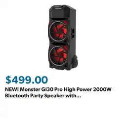 Sam's Club NEW! Monster GI30 Pro High Power 2000W Bluetooth Party Speaker with deep bass and RGB LED Lights offer